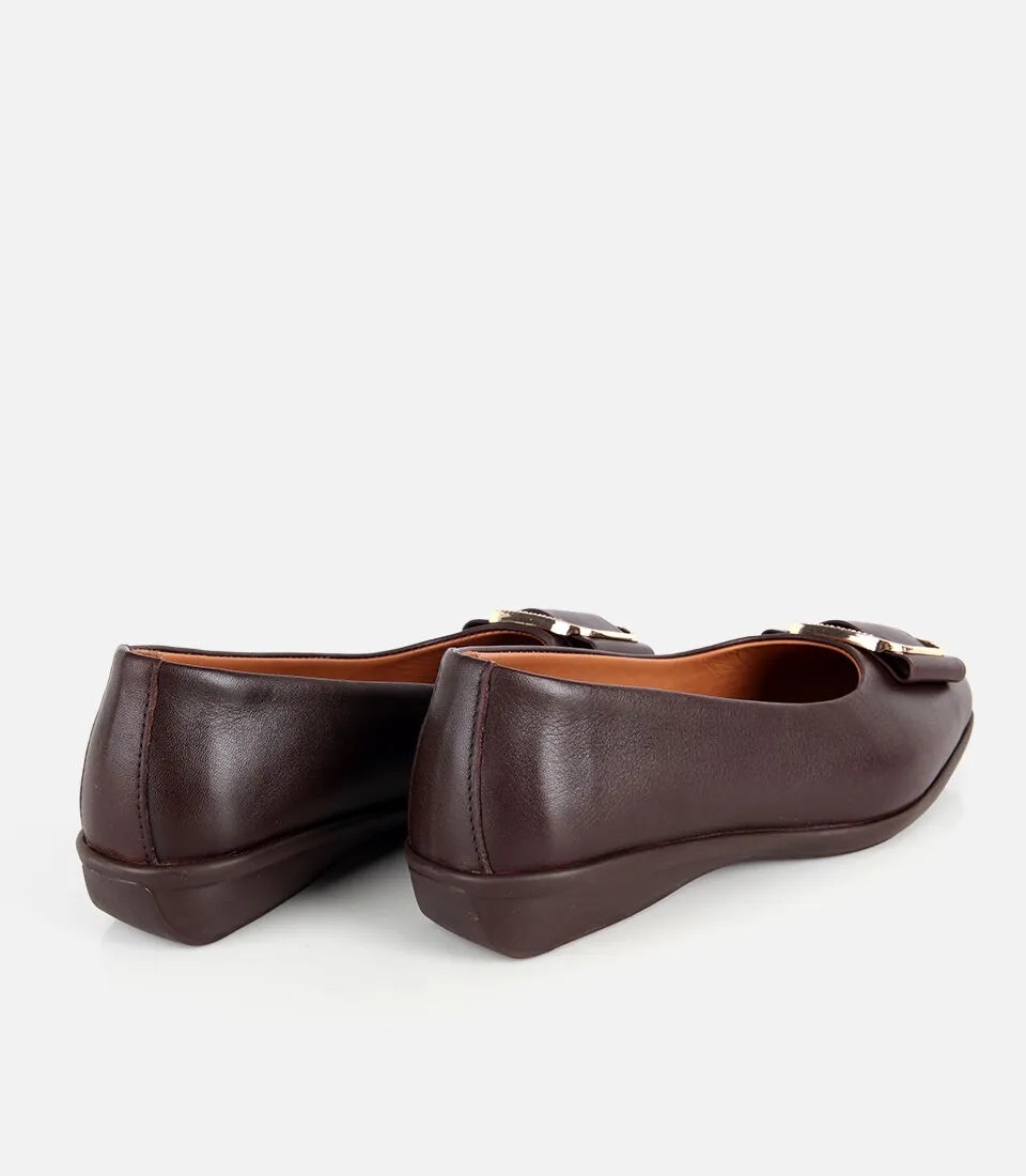 Hotiç 01AYH328790A480 KADIN Deri Kahverengi Toka Detaylı Gizli Topuklu Comfort Babet görsel 4