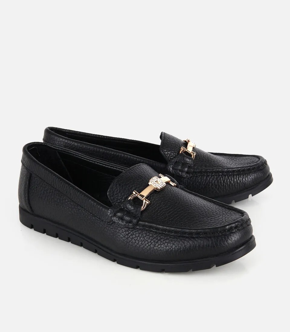 Hotiç 01AYH328770A480 KADIN Deri Kahverengi Gold Toka Detaylı Comfort Günlük Loafer görsel 8