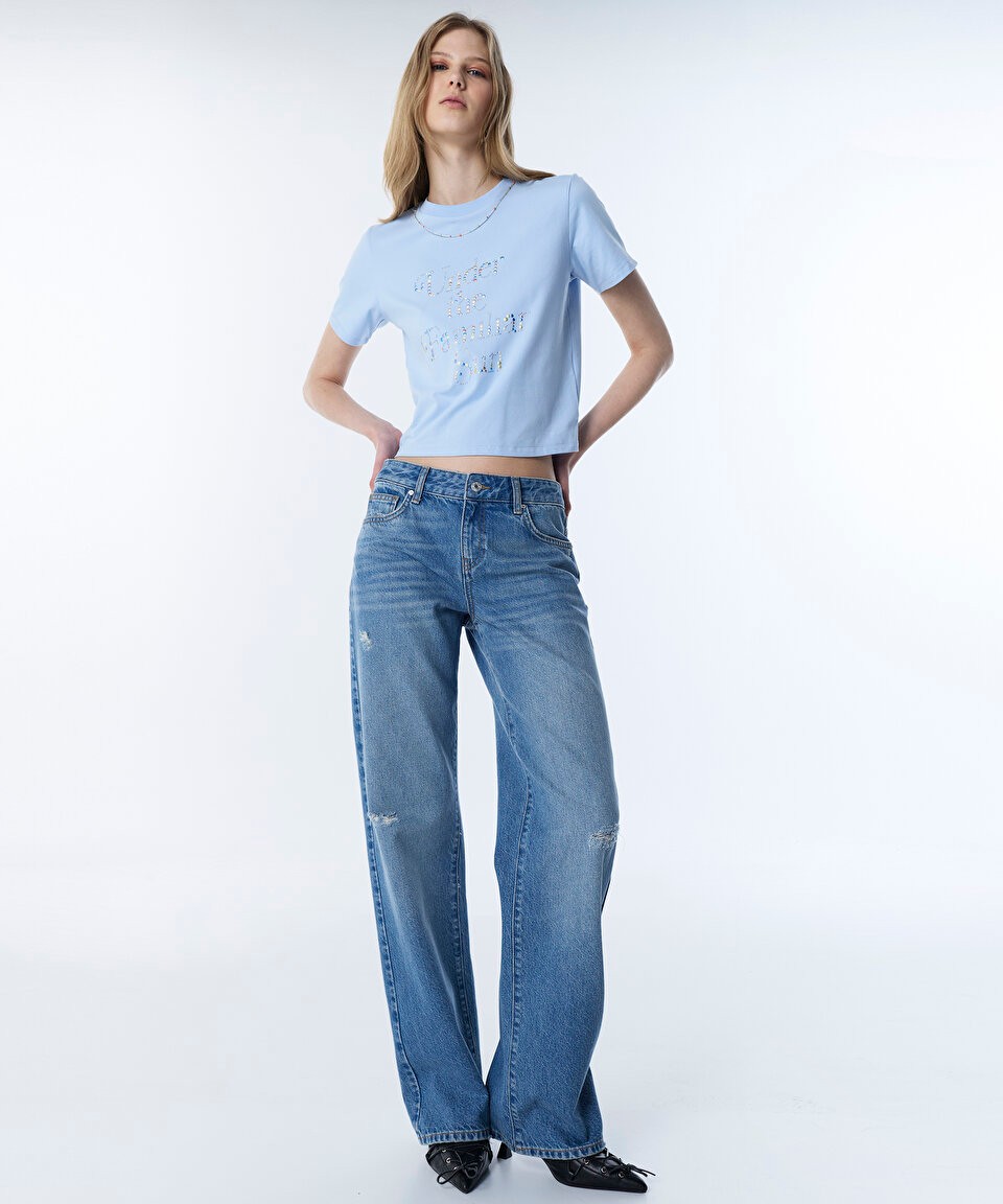 Twist Eskitme Efektli Jean Pantolon TS1260018037629
