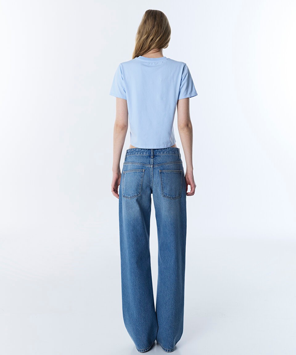 Twist Eskitme Efektli Jean Pantolon TS1260018037629 görsel 3
