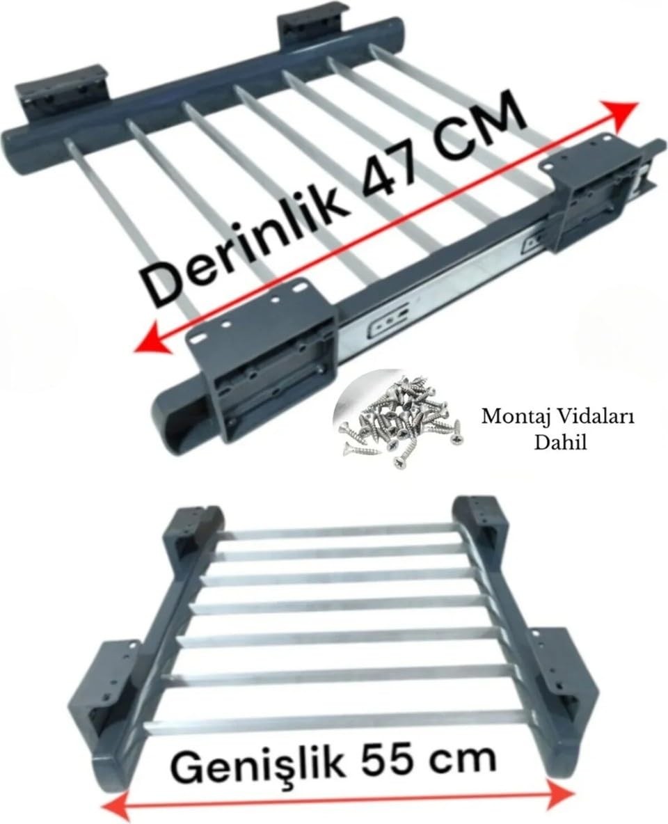 Odea Teleskopik Pantolonluk, Dolap Içi Raylı Pantolon Askısı, Renkli, Alüminyum, Derinlik 47 Cm,genişlik 55 Cm, Modern, Kolay Montaj, Üst Rafa Montaj Olur