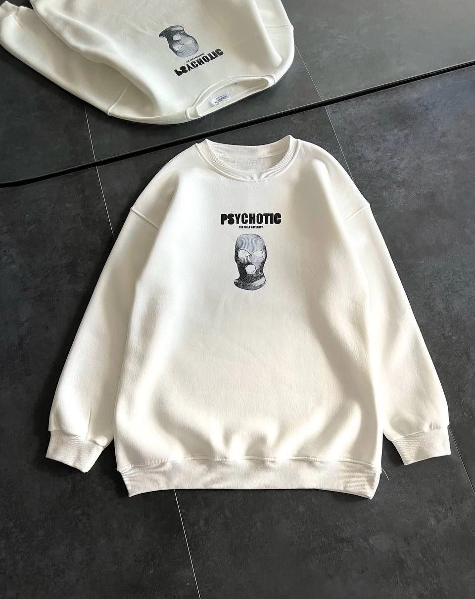 Tarz Yeri Kadın 3 Iplik Kışlık Bisiklet Yaka Baskılı Sweatshirt - Beyaz görsel 2