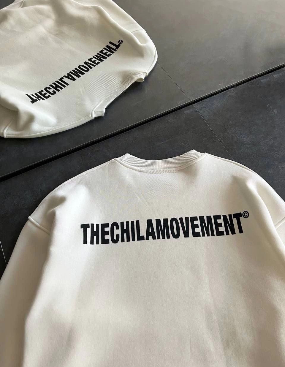 Tarz Yeri Erkek 3 Iplik Pamuklu Kışlık Bisiklet Yaka Oversize Baskılı Sweatshirt - Beyaz