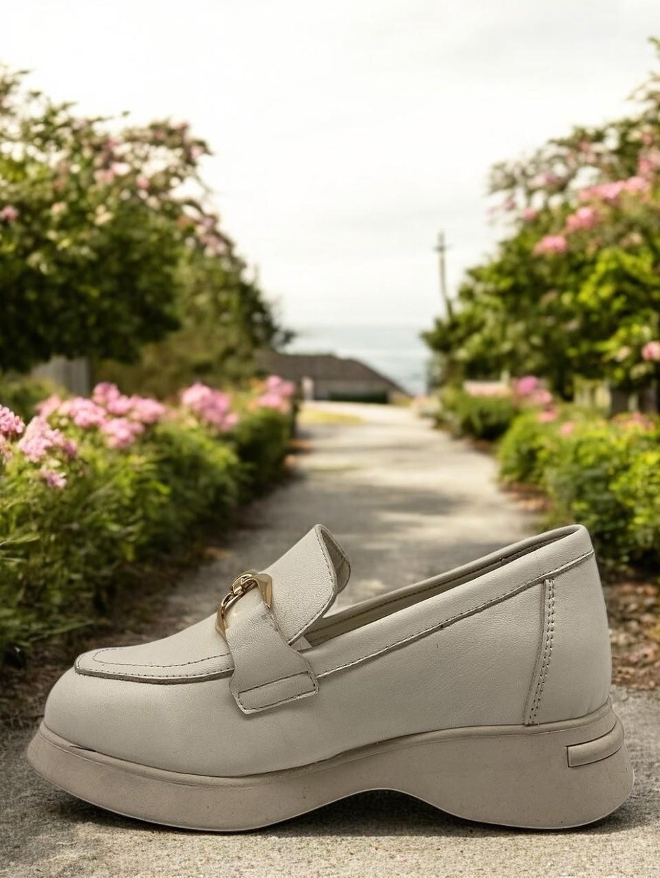 Mammamia D25YA-3615 Krem Kadın Loafer Deri Tam Ortopedik Casual Günlük Ayakkabı görsel 3