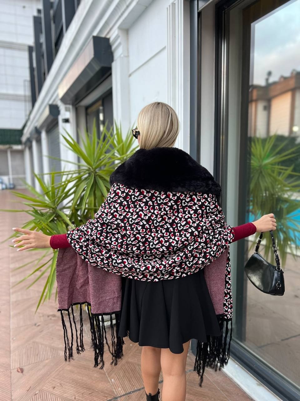 Ella Stylee Leopar Desenli Kürklü Panço