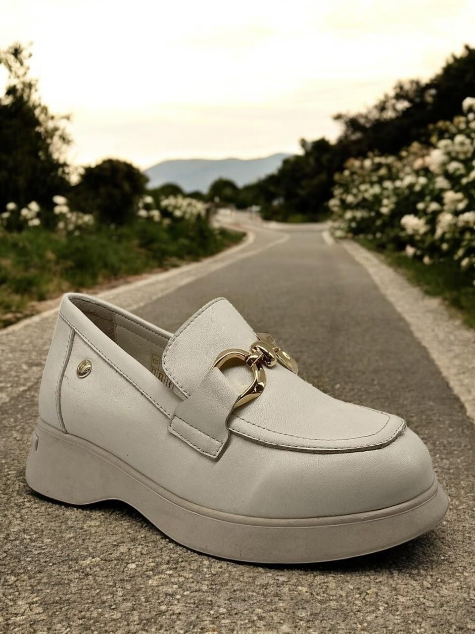 Mammamia D25YA-3615 Krem Kadın Loafer Deri Tam Ortopedik Casual Günlük Ayakkabı