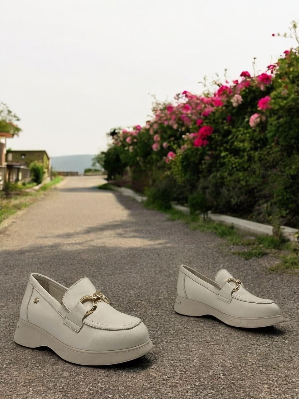Mammamia D25YA-3615 Krem Kadın Loafer Deri Tam Ortopedik Casual Günlük Ayakkabı görsel 4
