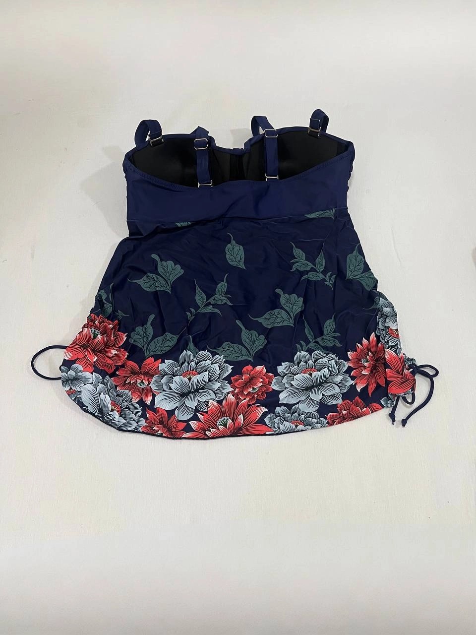 Hazelin Kadın Lacivert Çiçek Desenli Elbise Model Slipli Tankini HZL24S-LC4009 görsel 5