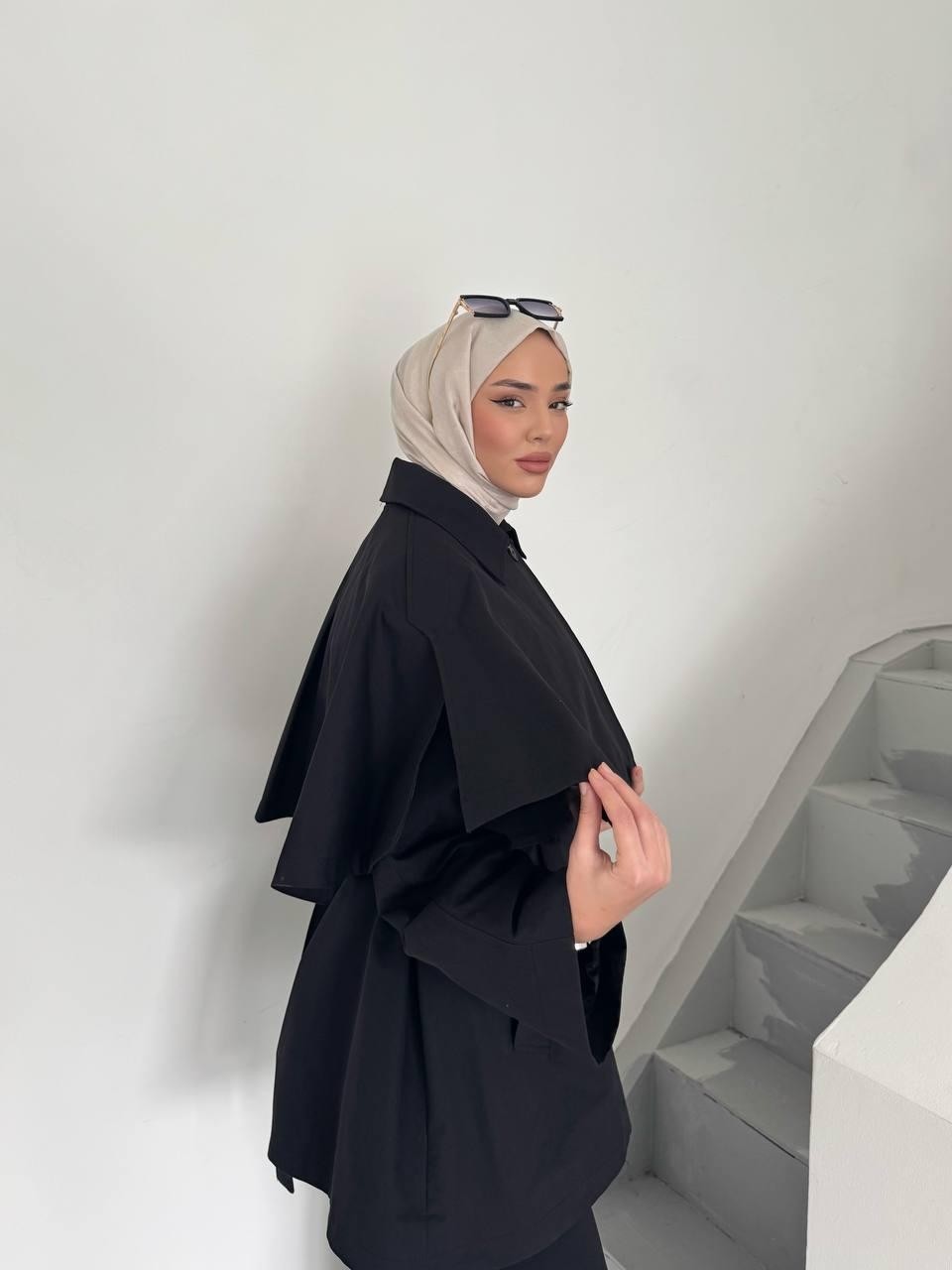 Esila Butik Pelerinli / Pelerinsiz Kullanım Su Itici Kumaş Astarlı Trençkot görsel 7