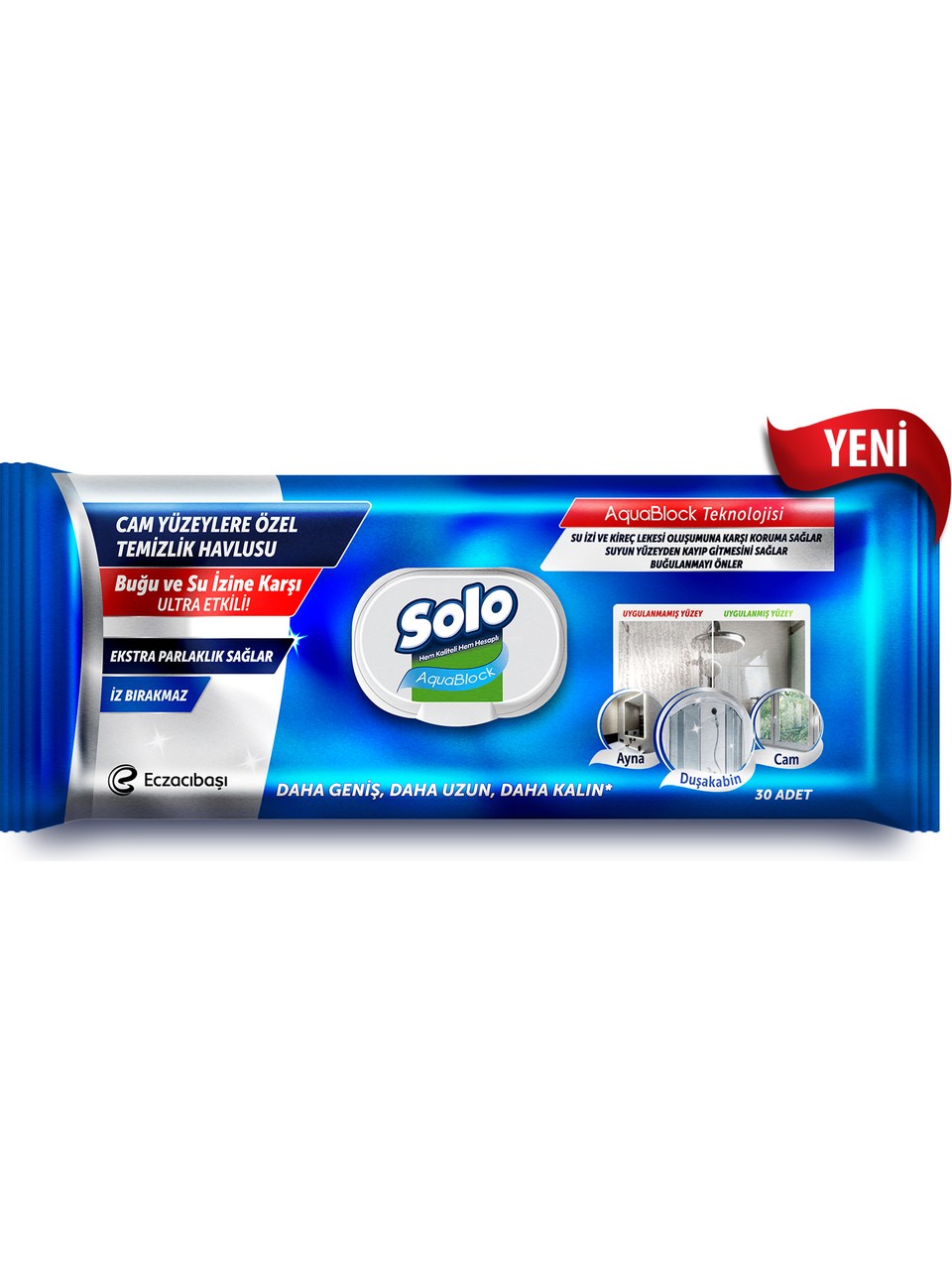 Solo Aquablock Cam Yüzeylere Özel Temizlik Havlusu 30 Yaprak