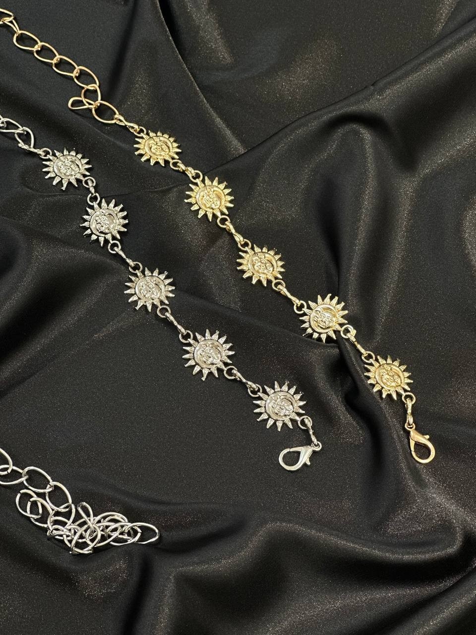 Fiori Güneş Gold-Gümüş Detaylı Kadın Bel Zinciri Bel Kemeri,elbise Kemeri,etek Kemeri,pantolon Kemeri görsel 6