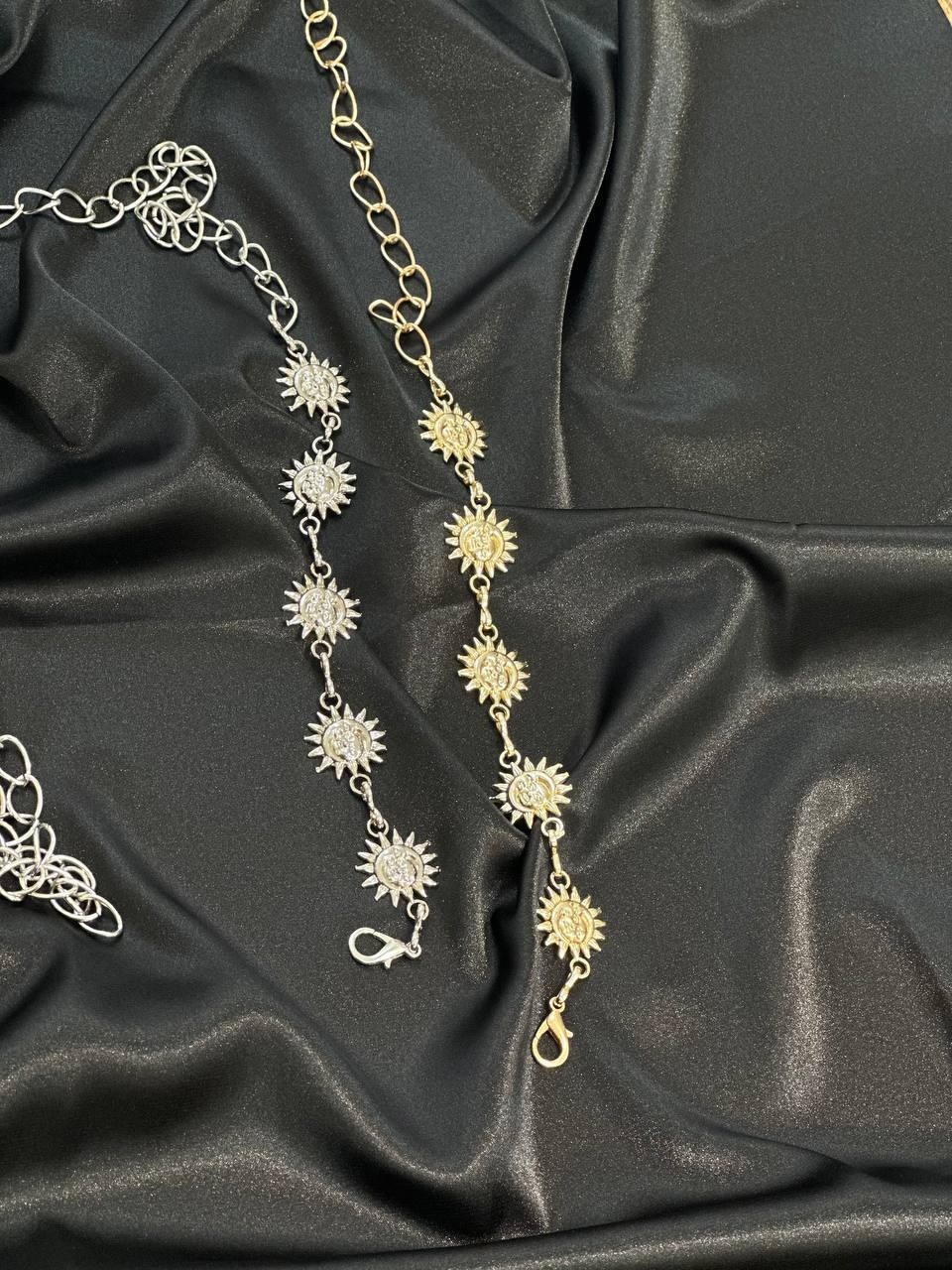 Fiori Güneş Gold-Gümüş Detaylı Kadın Bel Zinciri Bel Kemeri,elbise Kemeri,etek Kemeri,pantolon Kemeri görsel 7