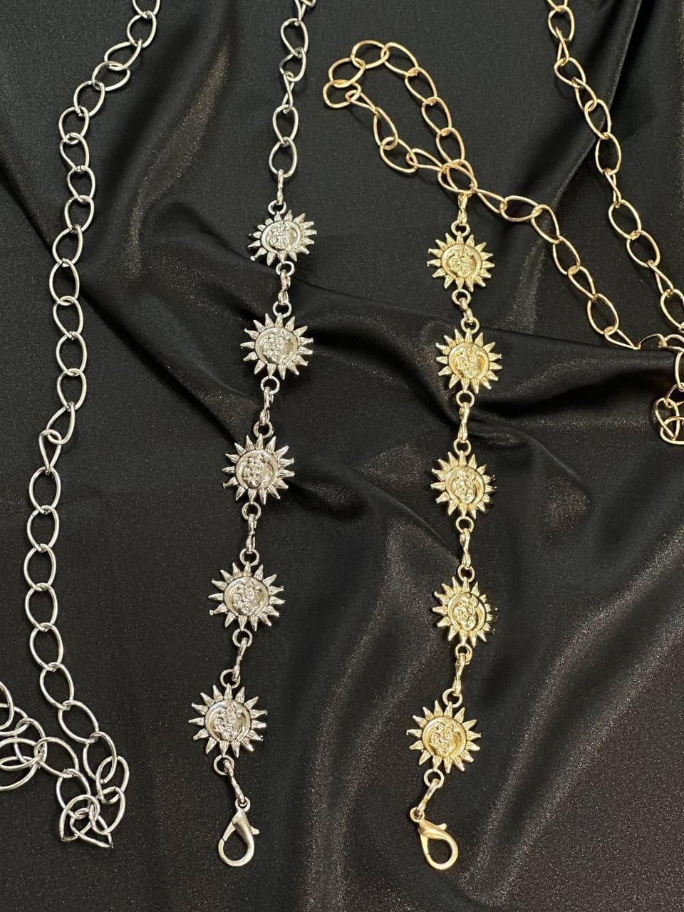Fiori Güneş Gold-Gümüş Detaylı Kadın Bel Zinciri Bel Kemeri,elbise Kemeri,etek Kemeri,pantolon Kemeri görsel 8