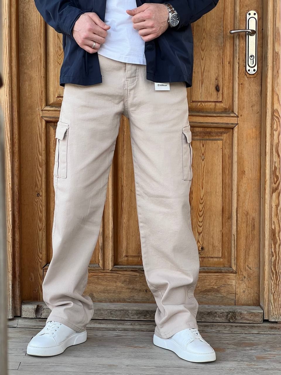 Enk 2026 Vintage Erkek Kargo Baggy Krem/haki/siyah