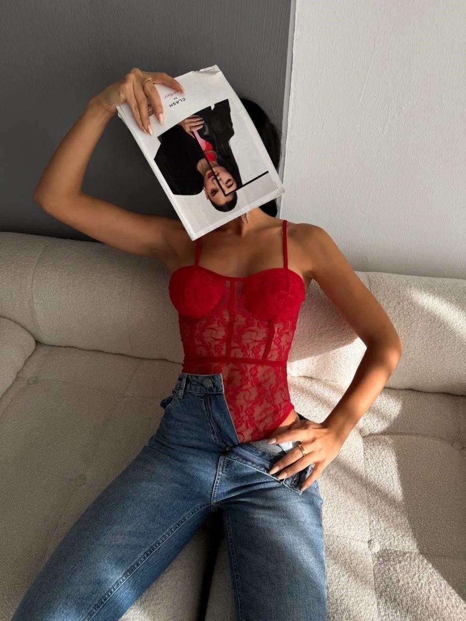 Elaxi Kadın Dantelli Ayarlanabilir Askılı Bodysuit, Zarif ve Etkileyici Stil görsel 7