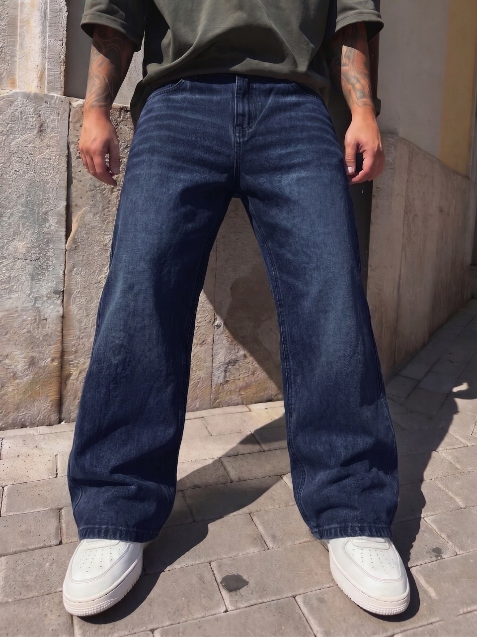 Wkm Erkek Baggy Yıkamalı Denim Jean Pantolon görsel 7