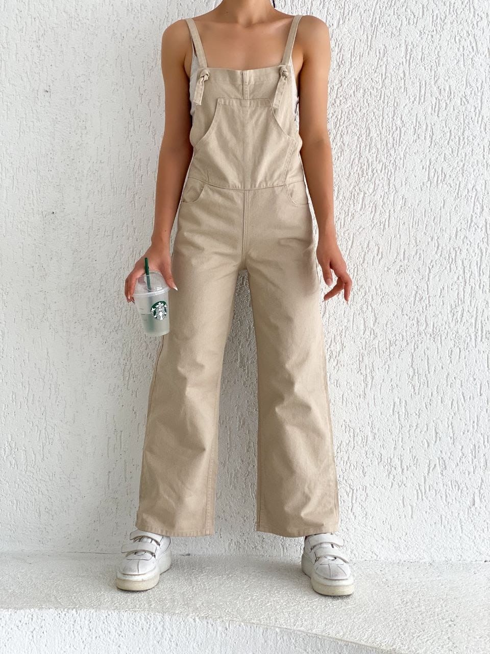 Denim Bahçıvan Salopet - Bej - 36