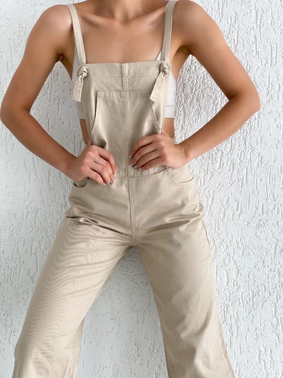 Denim Bahçıvan Salopet - Bej - 36 görsel 2