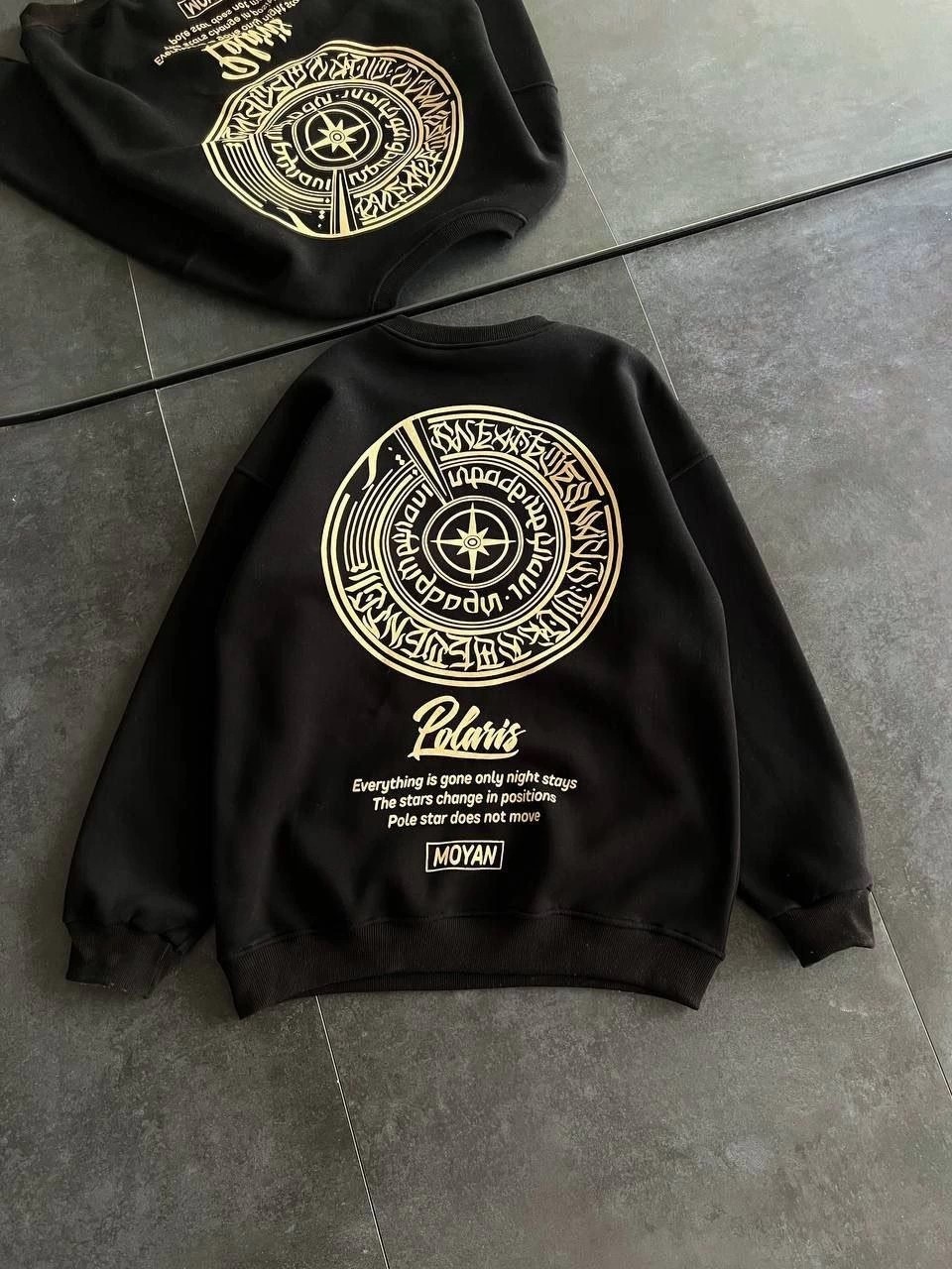 Tarz Yeri Kadın 3 Iplik Pamuklu Bisiklet Yaka Baskılı Sweatshirt - Siyah görsel 2