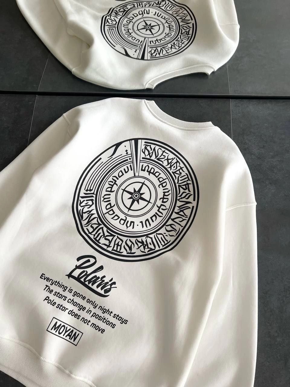 Tarz Yeri Kadın 3 Iplik Pamuklu Bisiklet Yaka Baskılı Sweatshirt - Beyaz görsel 4