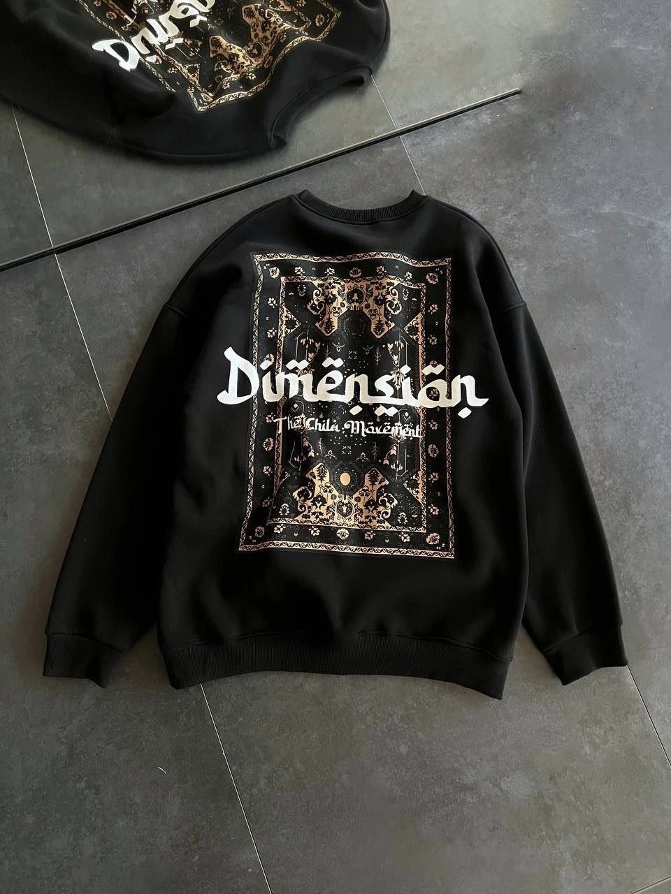 Tarz Yeri Kadın 3 Iplik Pamuklu Bisiklet Yaka Baskılı Sweatshirt - Siyah görsel 3