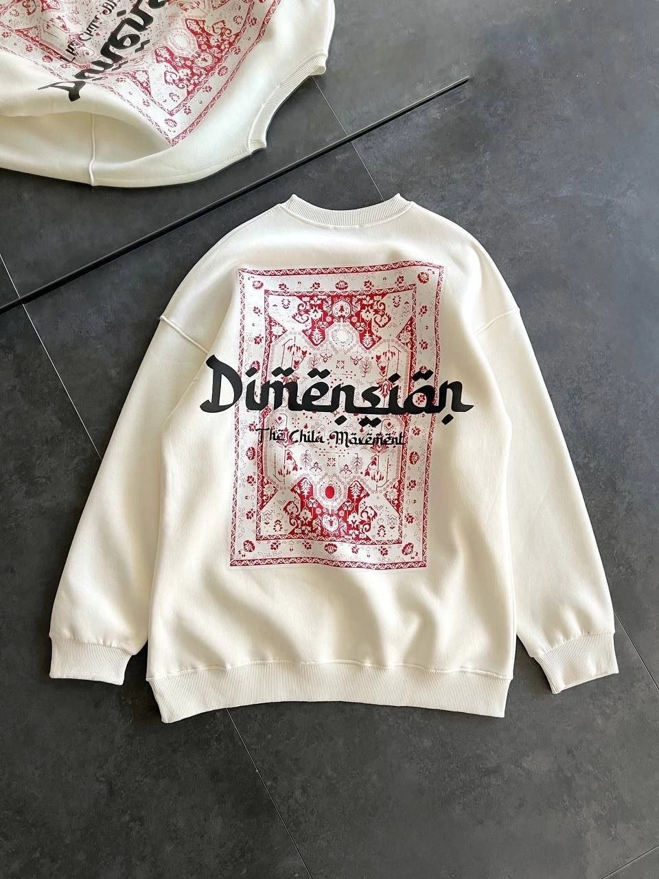 Tarz Yeri Kadın 3 Iplik Pamuklu Bisiklet Yaka Baskılı Sweatshirt - Beyaz görsel 2