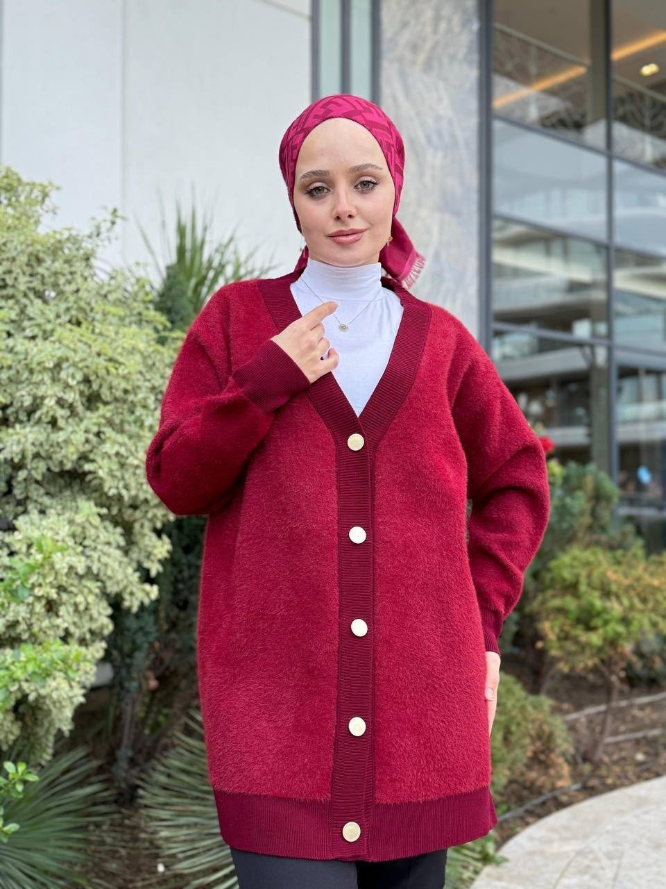 Esra Butik 🧶 Sakallı Hırka | Uzun Triko Hırka--Standart Beden (38-46) görsel 4
