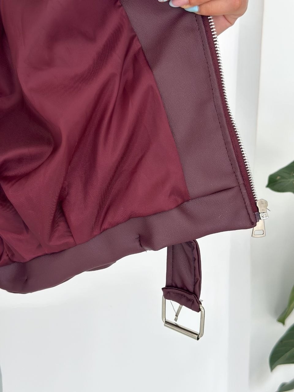 Boom Bester Kadın Siyah Oversize Suni Deri Bomber Mont | Kemer Detaylı Premium görsel 4