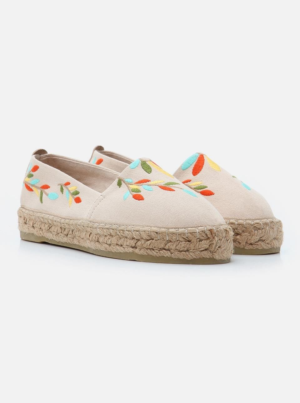 Su Espadril Nataly Ekru-Multi Kadın Düz Espadril görsel 2