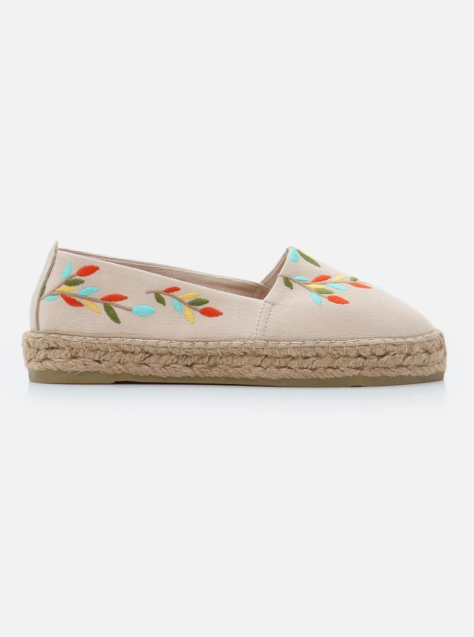 Su Espadril Nataly Ekru-Multi Kadın Düz Espadril görsel 3