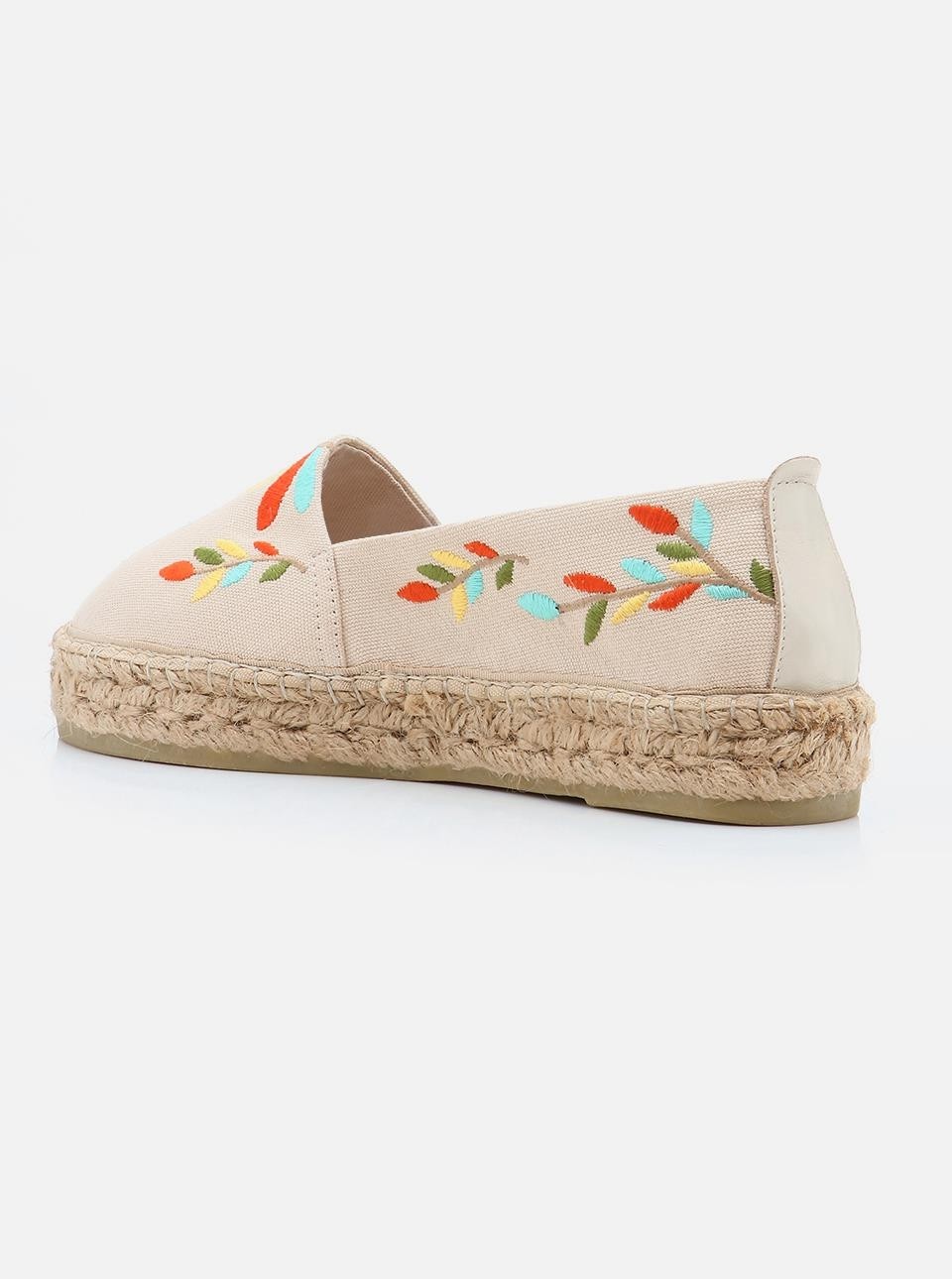 Su Espadril Nataly Ekru-Multi Kadın Düz Espadril görsel 4