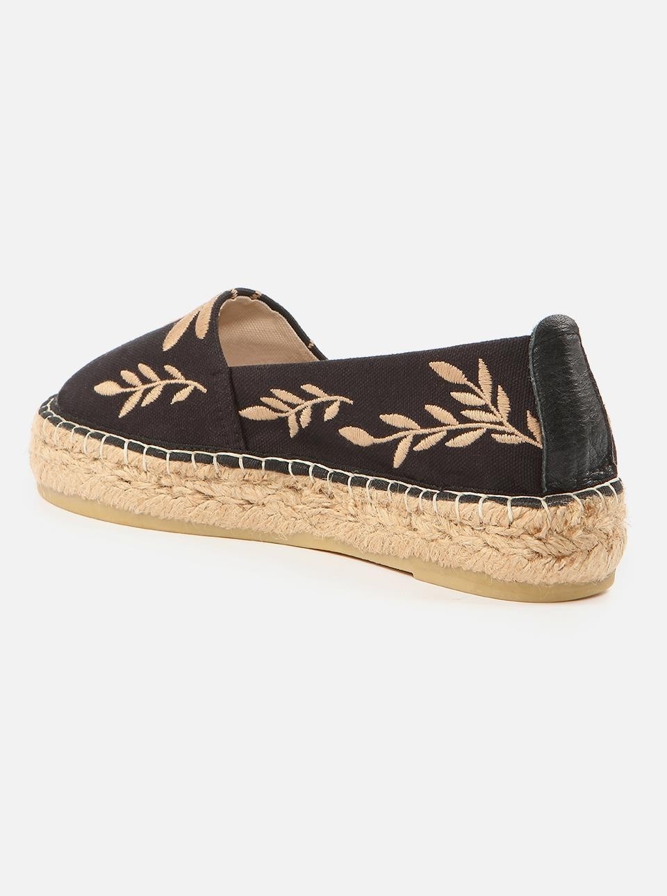 Su Espadril Nataly Siyah-Ekru Kadın Düz Espadril görsel 3