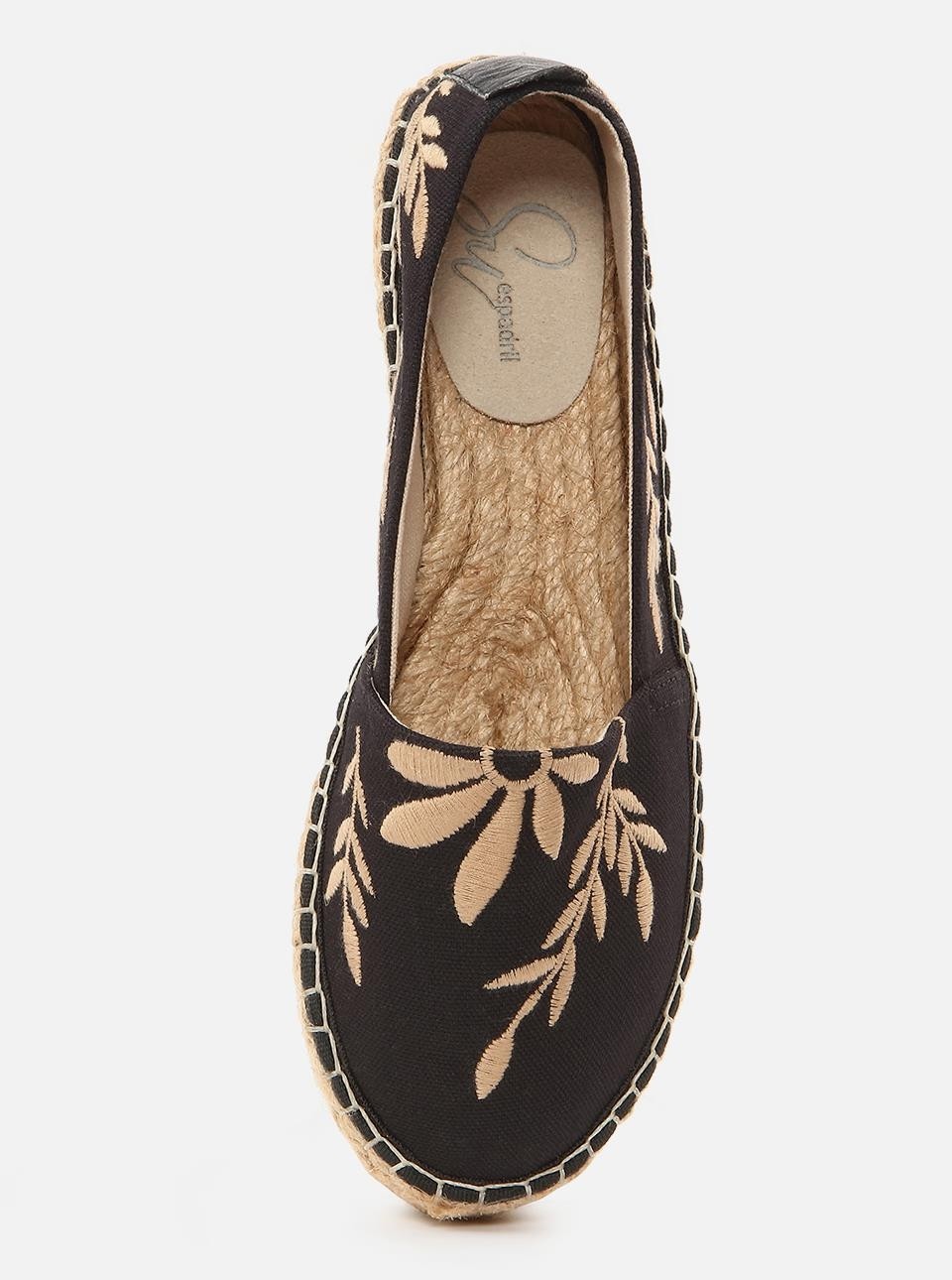 Su Espadril Nataly Siyah-Ekru Kadın Düz Espadril görsel 4