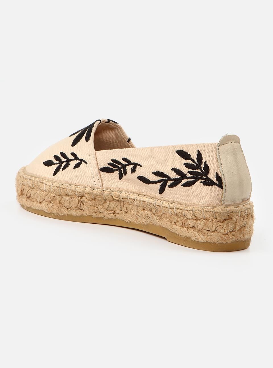 Su Espadril Nataly Ekru-Siyah Kadın Düz Espadril görsel 2