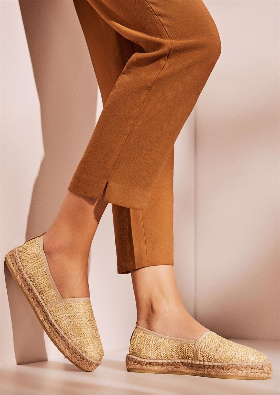 Su Espadril Natura Naturel Kadın Düz Espadril