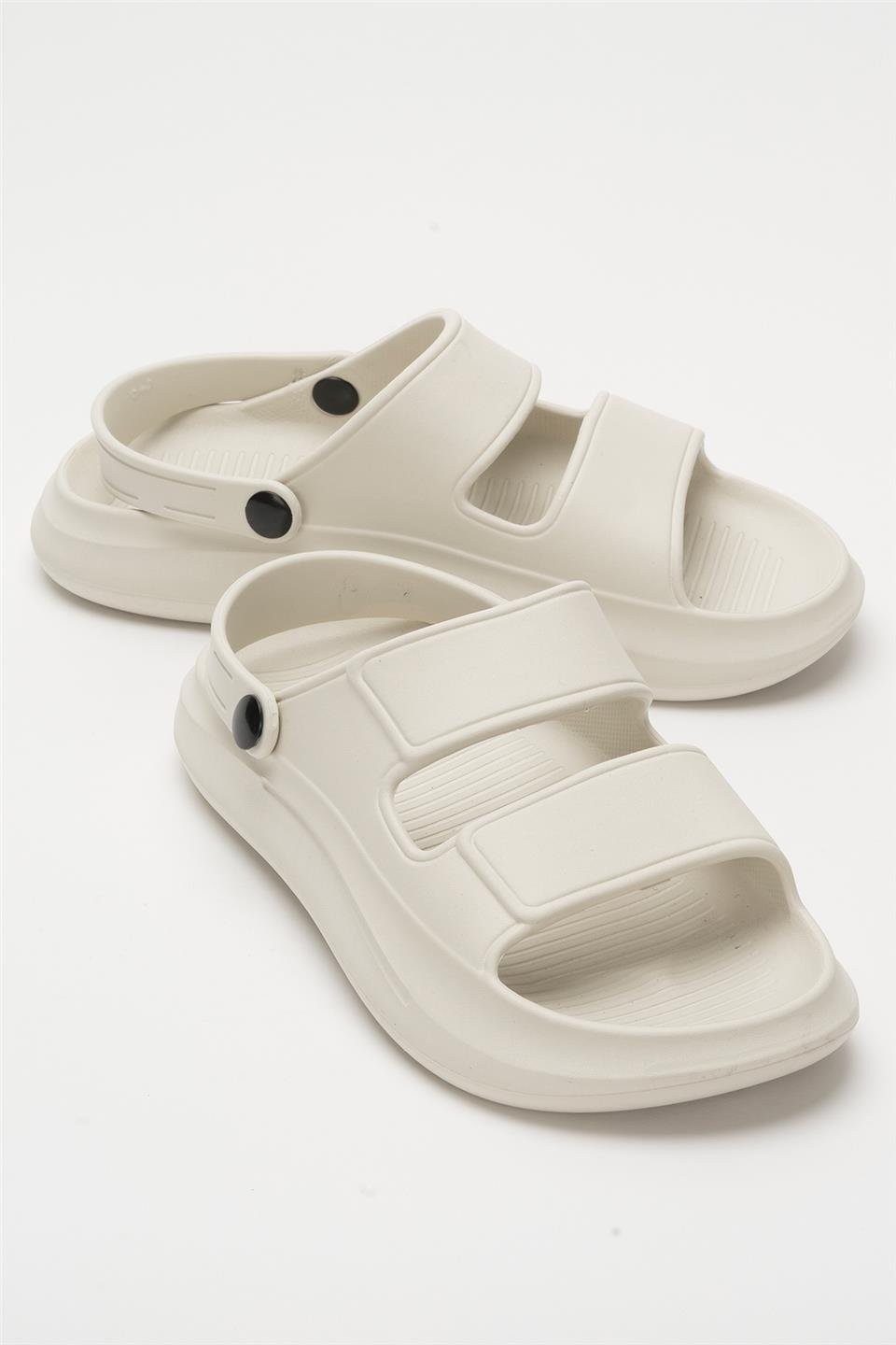 Liger Unisex Ortopedik Deniz Havuz Terliği Sandalet Krem görsel 2