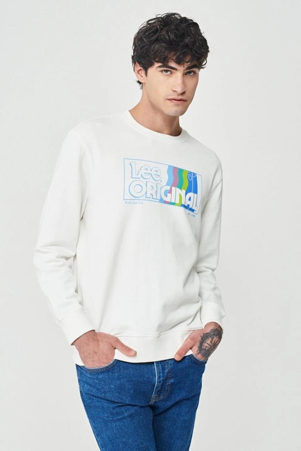Lee Regular Fit Normal Kesim Siyah Erkek Sweatshirt