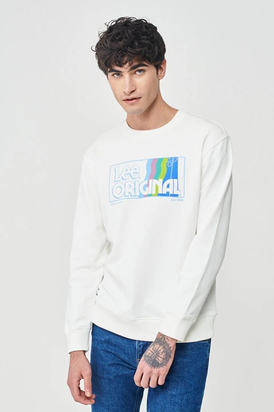 Lee Regular Fit Normal Kesim Siyah Erkek Sweatshirt görsel 2