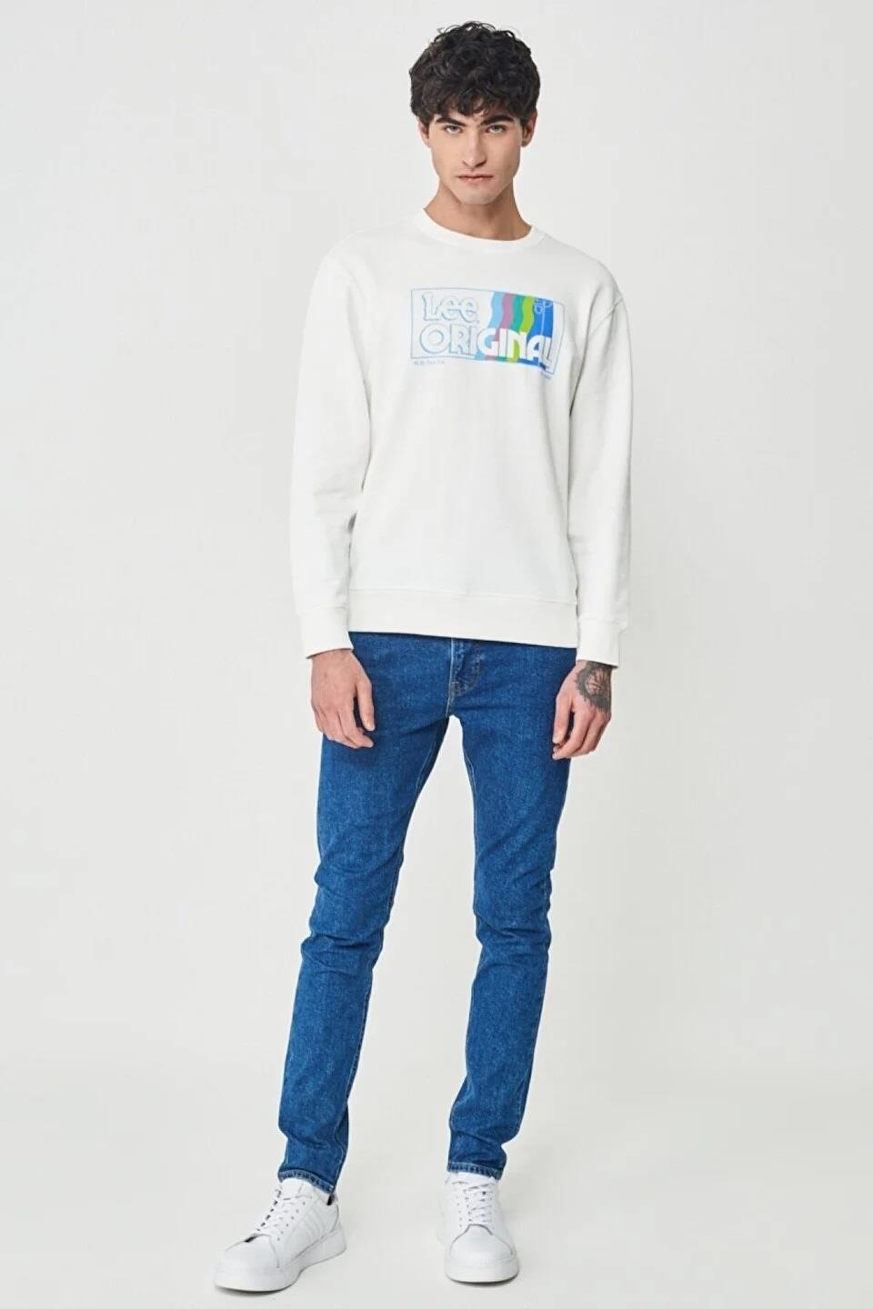 Lee Regular Fit Normal Kesim Siyah Erkek Sweatshirt görsel 4