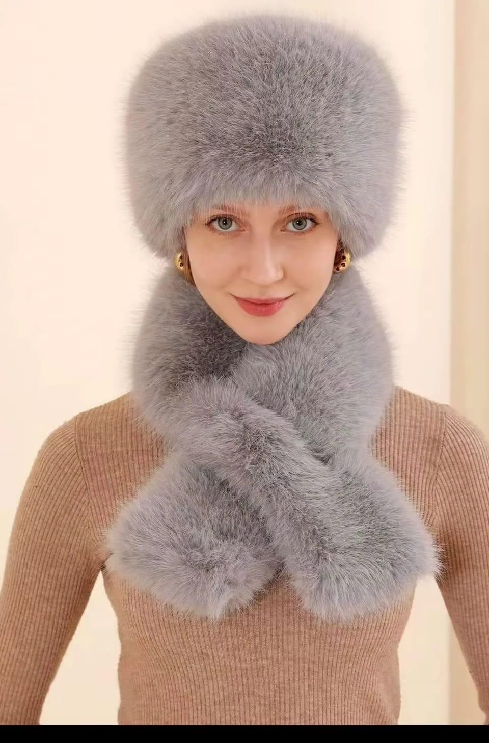 Wearflawless Kışlık Rus Kalpak Şapka ve Atkı Takımı- Rus, Slav, Kazak, Rahat Kalpak ve Atkı Takımı görsel 2