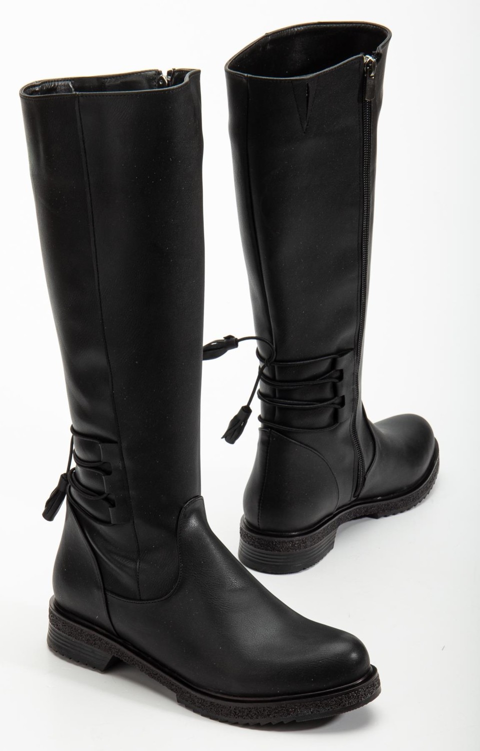Suins Shoes Suins Pline Model Siyah Kadın Fermuarlı Çizme görsel 3