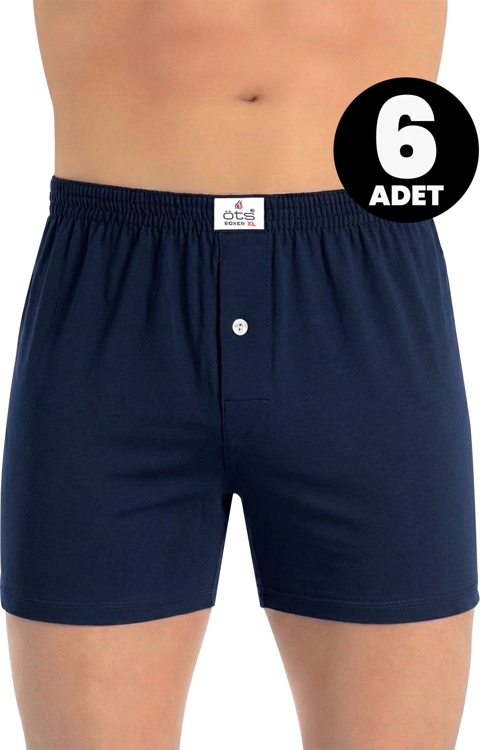 Öts Erkek 6’lı %100 Pamuk Boxer Düğmeli Süprem Kumaş Ekstra Konforlu Kalıp (2655-6)