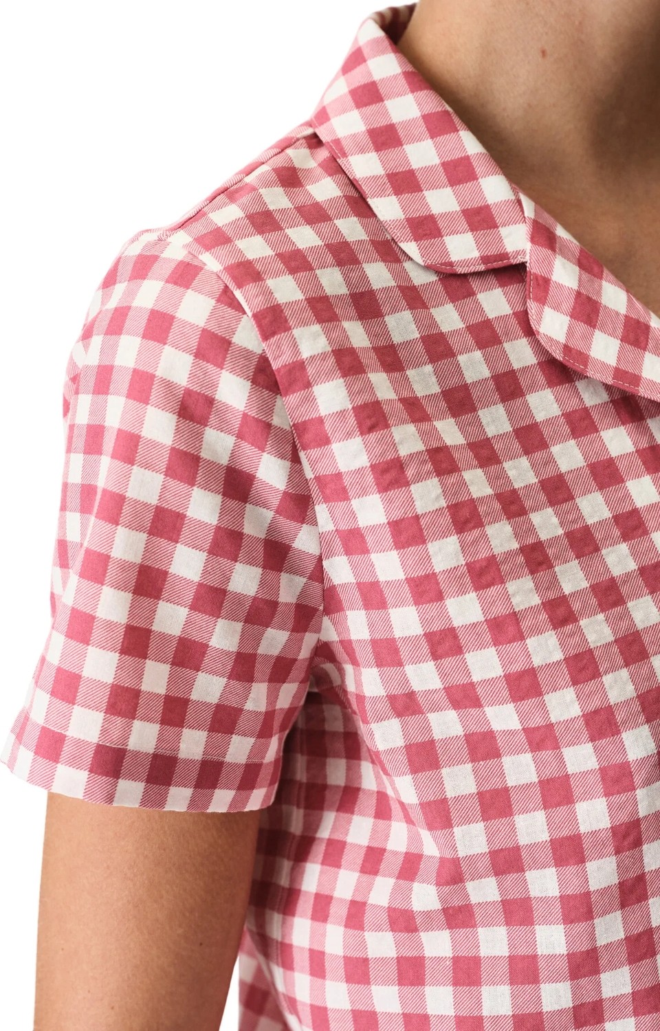 Penti Gül Kurusu Pink Gingham Pötikare Desenli Kısa Kollu Gömlek Şort Pijama Takımı görsel 2