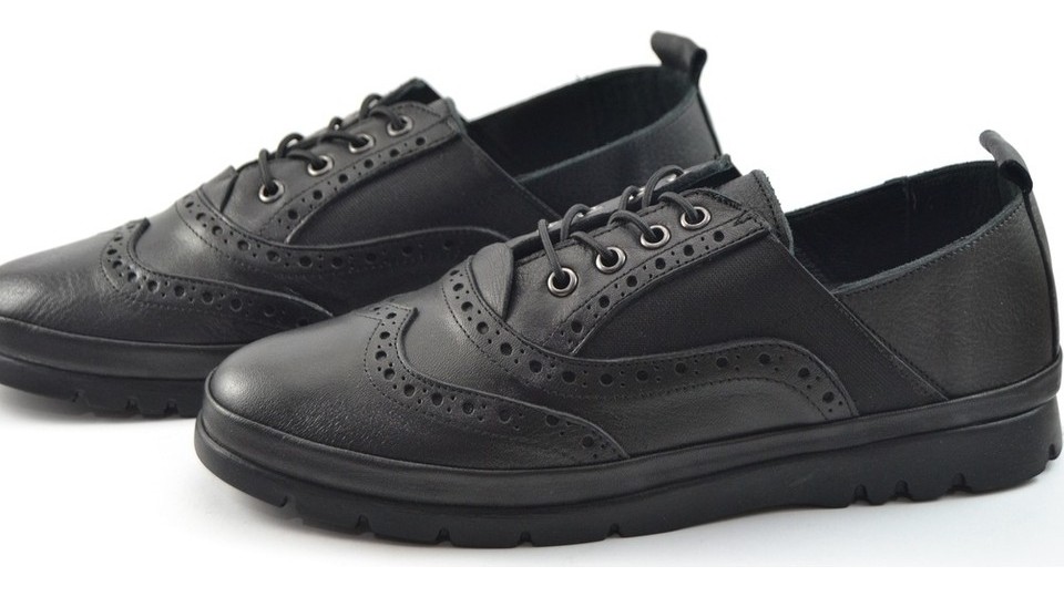 Ernas 44 Soft Deri Lastik Bağlı Oxford Casual Kadın Iş Ayakkabı görsel 2
