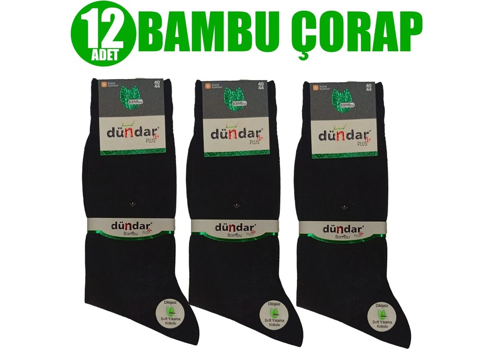Dündar 12'li Ince Yazlık Bambu Erkek Çorap Hafif Rahat ve Solmaz görsel 3
