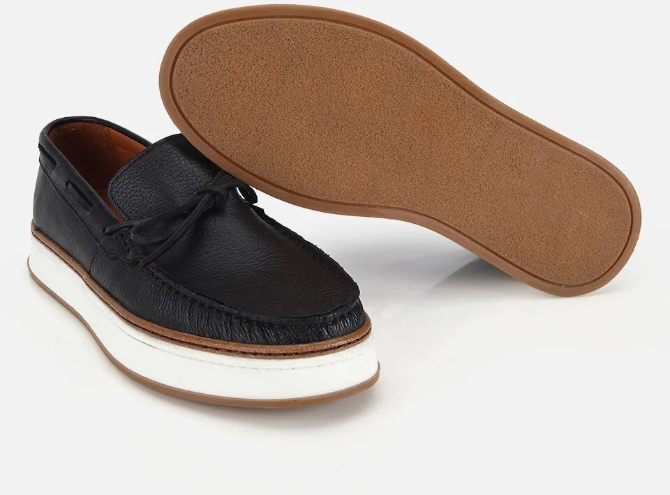 Hotiç Erkek Deri Siyah Bağcık Detaylı Günlük Loafer görsel 6