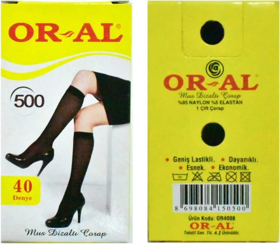 Or-Al 12 Çift Koyu Vizon Renk Kadın 40 Den Mus Dizaltı Pantolon Çorap görsel 8