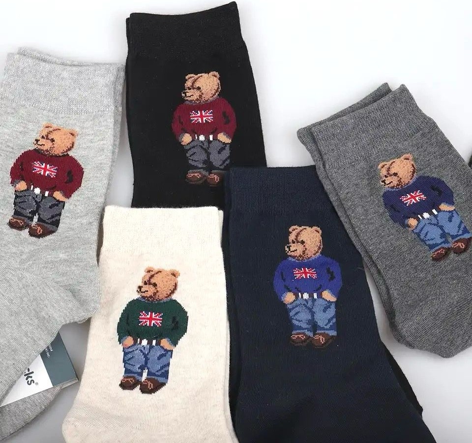 Çorap Kurdu 5’li Teddy Bear Desenli Renkli Soket Çorap Set
