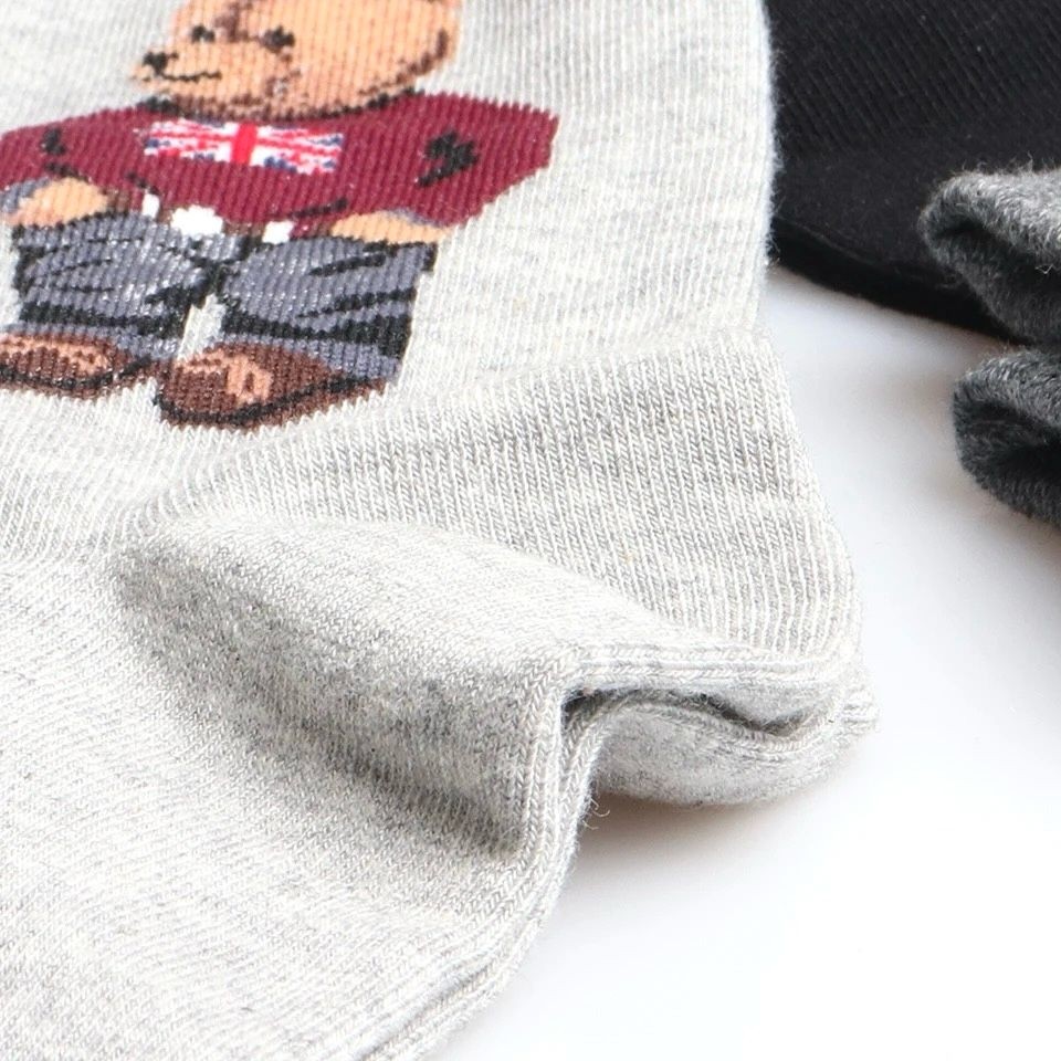 Çorap Kurdu 5’li Teddy Bear Desenli Renkli Soket Çorap Set görsel 3