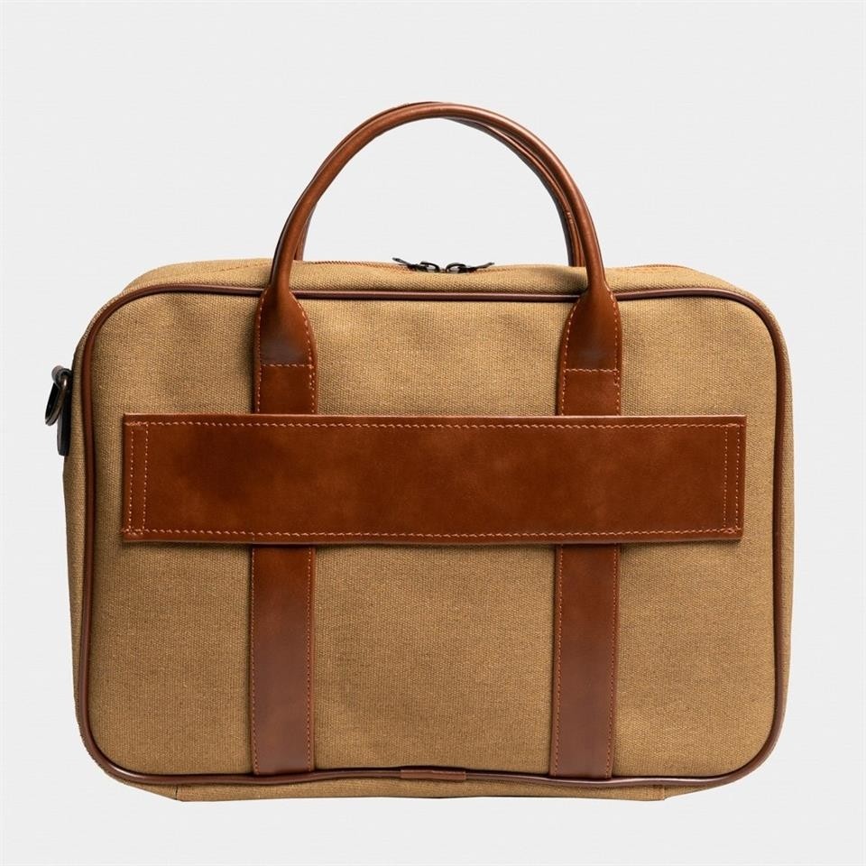 Çanta Yurdu Retro Kanvas 35x23 Evrak Ve Laptop Çantası 13 Inç Camel görsel 3